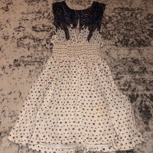 Free people cream and blue low back dress